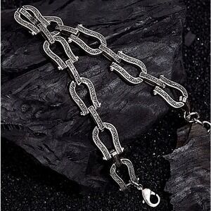 Sterling Silver Horseshoe engraved Bracelet HorseBit Snaffle Bit D Ring Stirrup